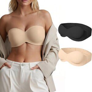 Popilush 4-Way Bras Push Up Strapless Bralettes Full Coverage: Ube & Black | 38C